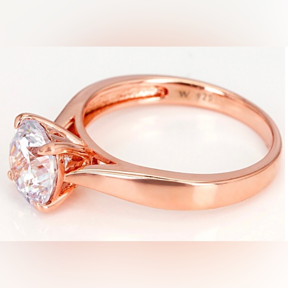 GORGEOUS 3.46ct Cubic Zirconia 18k Rose Gold Over Sterling Silver Ring - Picture 2 of 4